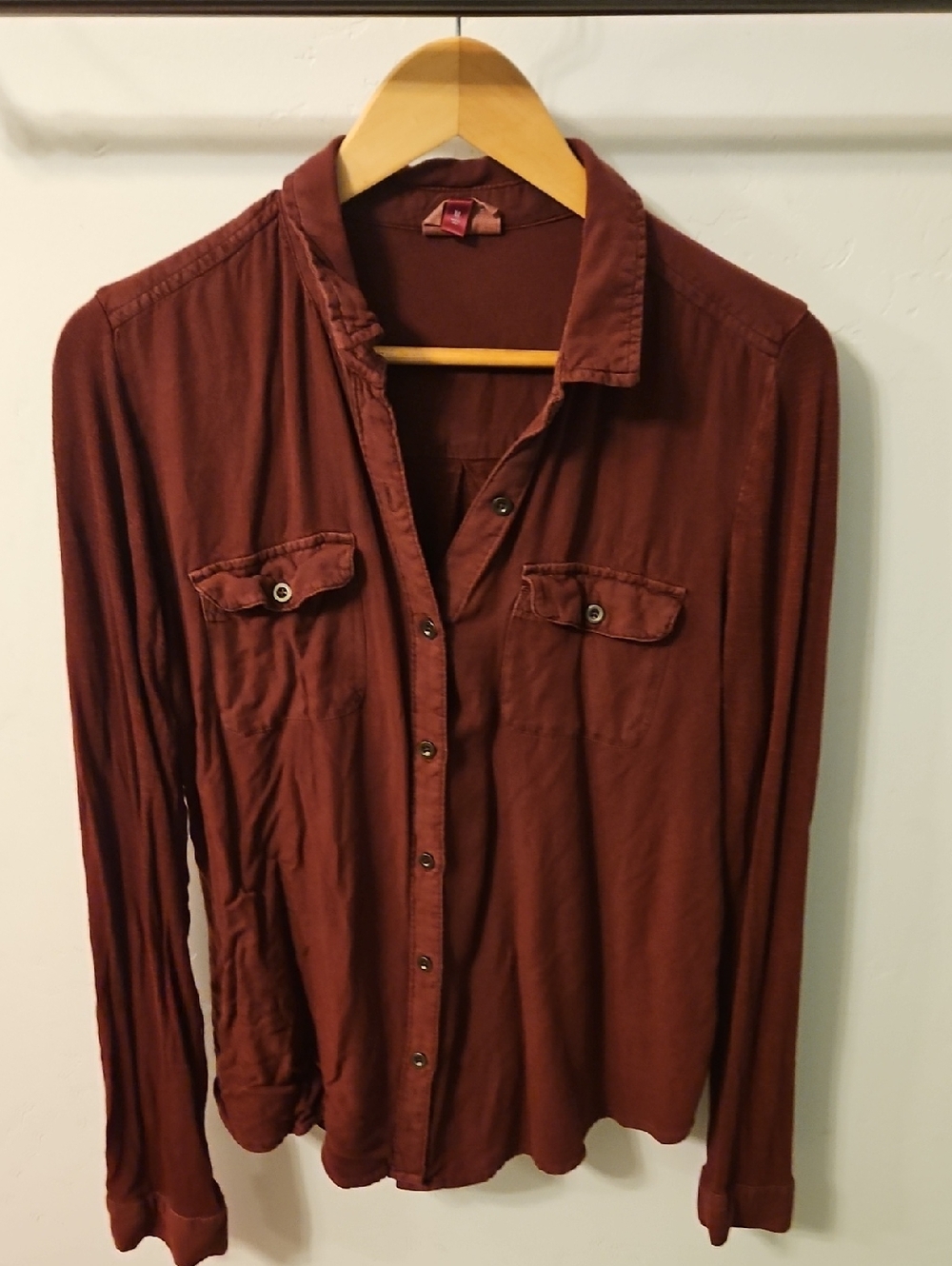 SO Long-Sleeve Button-Down Shirt in Burgundy
